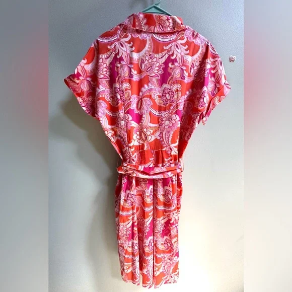 SOLD Talbots The Sutton Shirtdress in Orange/Pink Floral Paisley Women’s 10 - Picture 10 of 10